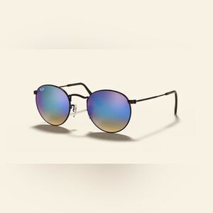 Ray-Ban round flash gradient sunglasses with gold metal frame NWOT